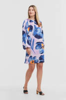 Miljuschka by Wehkamp satijnen jurk met bloemenprint lila/blauw