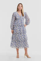 Miljuschka by Wehkamp midijurk met bloemenprint blauw