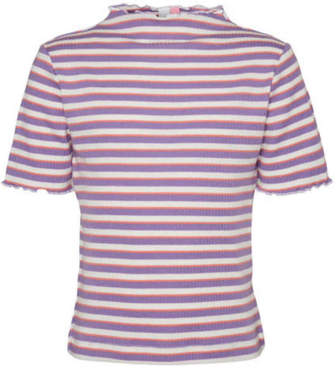 VERO MODA GIRL gestreept ribgebreid T-shirt VMVIO wit/paars/roze