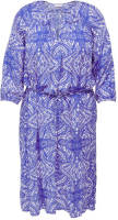 ONLY CARMAKOMA jurk CARSONYA met all over print en ceintuur blauw/ wit