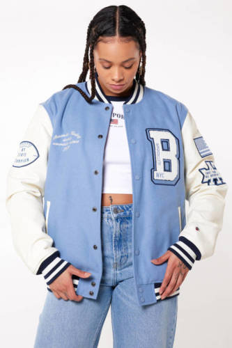 America Today baseball jacket Joey met borduursels blauw/wit