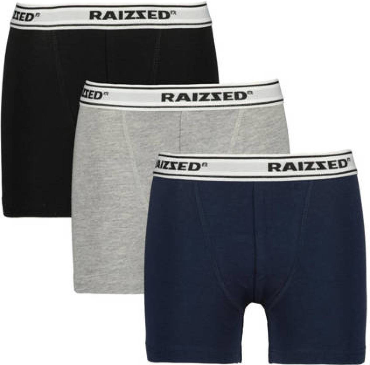 Raizzed boxershort Nora - set van 3 zwart/grijs melange/d.blauw