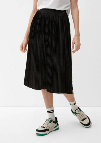 Q/S designed by midi rok met plooien zwart