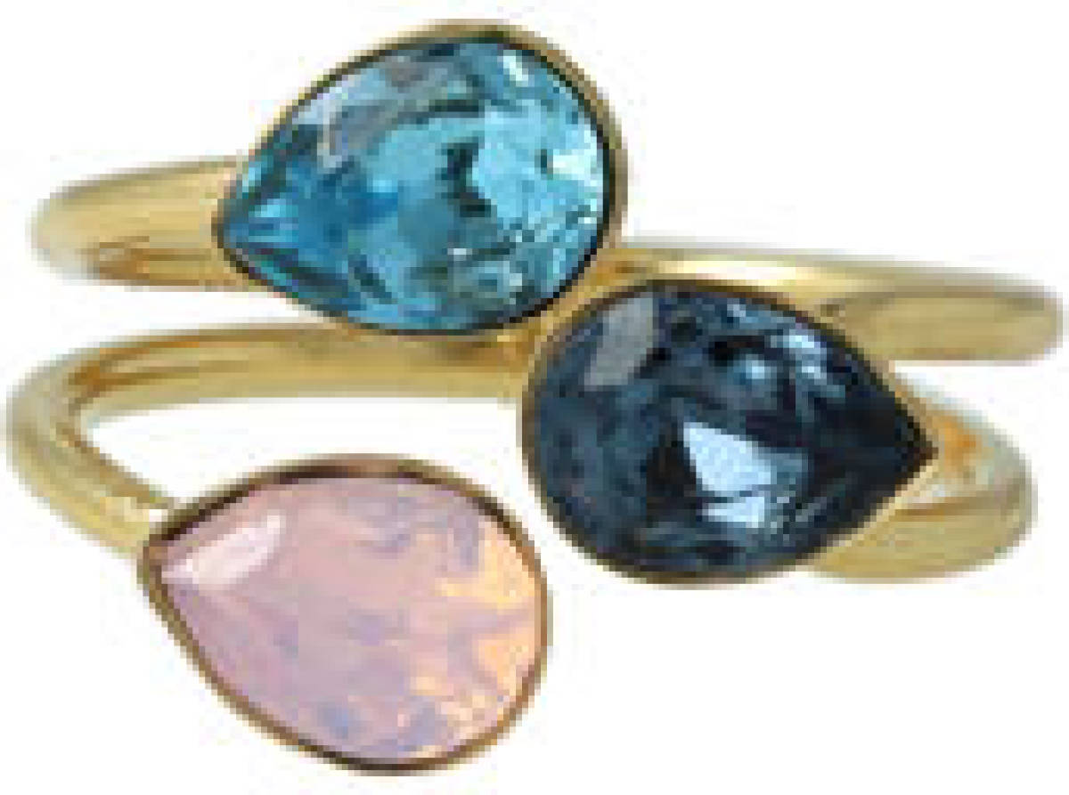 Otazu vergulde ring met Swarovksi kristallen Triple Leaf