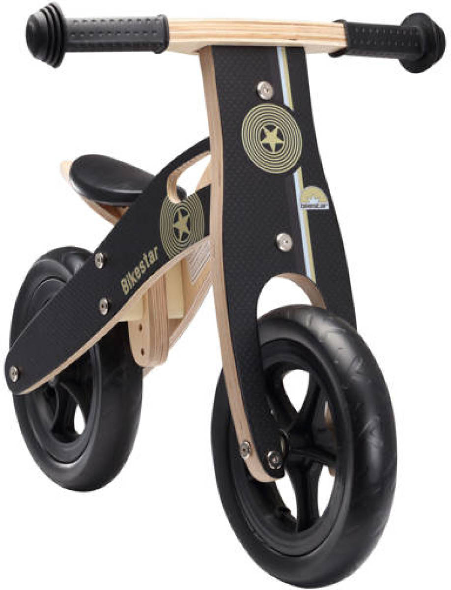 Bikestar houten loopfiets, 10 inch wielen, zwart