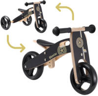 Bikestar mini loopfiets 2 in 1, hout, zwart