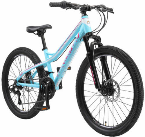 Bikestar hardtail MTB kinderfiets 24 inch turquoise /wit, 21 speed