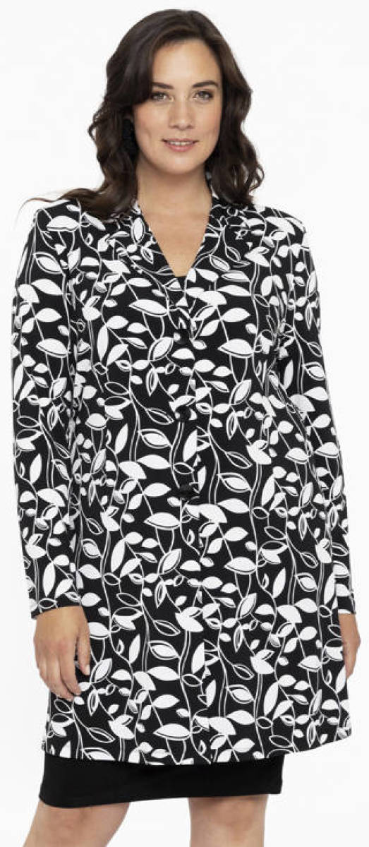 Yoek gebloemde blazer zwart/wit