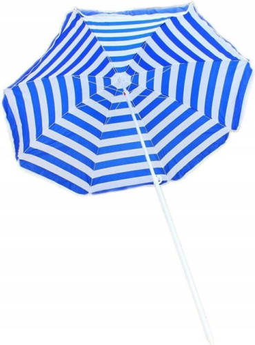 Synx Store Luxe Zonneparasol - Inklapbare Strandparasol Parasol Voor Terras/tuin/strand/camping/zwembad - Ø170 Cm Groot - Blauw/wit