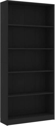 VidaXL Boekenkast Met 5 Schappen 80x24x175 Cm Bewerkt Hout Zwart