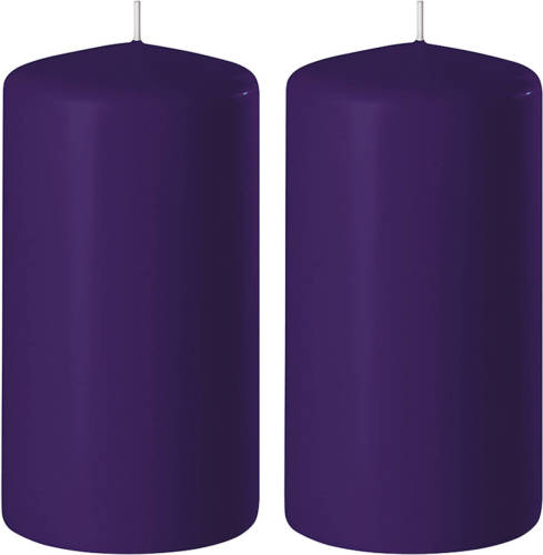 Enlightening Candles 2x Paarse Cilinderkaarsen/stompkaarsen 6 X 10 Cm 36 Branduren - Stompkaarsen