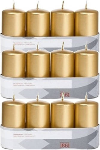 Trend Candles 12x Gouden Cilinderkaarsen/stompkaarsen 5 X 10 Cm - Stompkaarsen