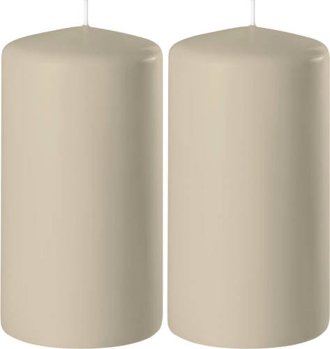 Enlightening Candles 2x Beige Cilinderkaarsen/stompkaarsen 6 X 8 Cm 27 Branduren - Stompkaarsen