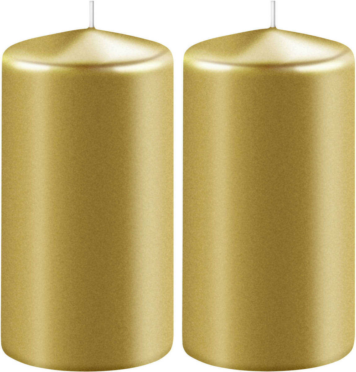 Enlightening Candles 2x Metallic Gouden Cilinderkaarsen/stompkaarsen 6 X 8 Cm 27 Branduren - Stompkaarsen