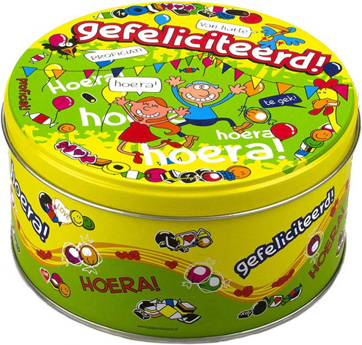 Paperdream Gefeliciteerd Snoeptromme/bewaarblik Kado 14 X 7,5 Cm - Cadeau Blikken