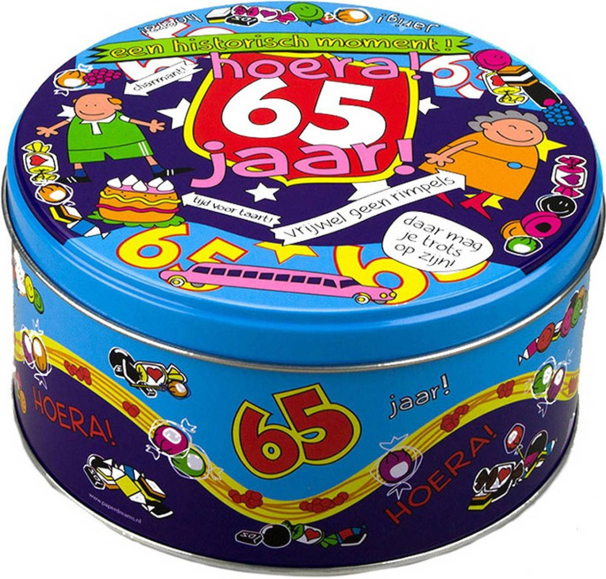 Paperdream 65 Jaar Snoeptrommel/voorraadtrommel Cadeau Voor 65e Verjaardag - Cadeau Blikken
