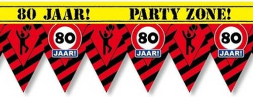Paperdream 80 Jaar Party Tape/markeerlint Waarschuwing 12 M Versiering - Markeerlinten