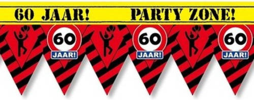 Paperdream 60 Jaar Party Tape/markeerlint Waarschuwing 12 M Versiering - Markeerlinten