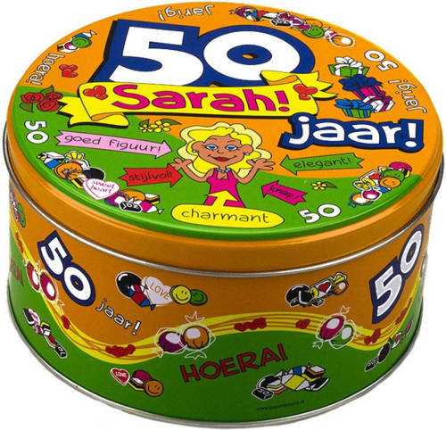 Paperdream Sarah 50 Jaar Snoeptrommel/voorraadtrommel Verjaardagscadeau - Cadeau Blikken