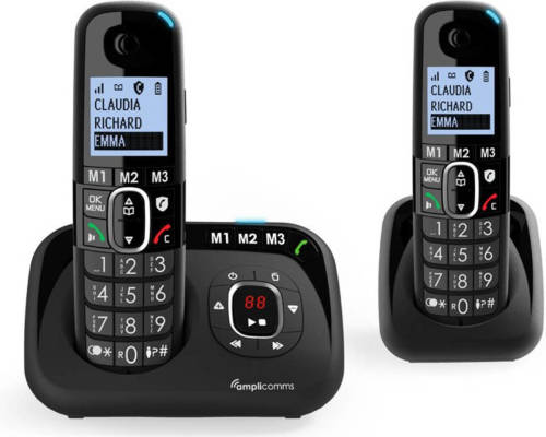 Amplicomms Bt1582 Draadloze Duo Huistelefoon Voor De Vaste Lijn - 3 Directe Geheugen Toetsen - Handenvrij Bellen