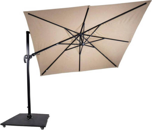 Lesliliving Zweefparasol Virgoflex Ecru 300 X 300 Cm - Inclusief Zware Parasolvoet