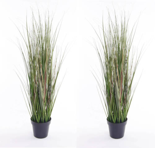 Emerald Set Van 2x Stuks Kunstplanten Groen Gras Sprieten 65 Cm. - Kunstplanten