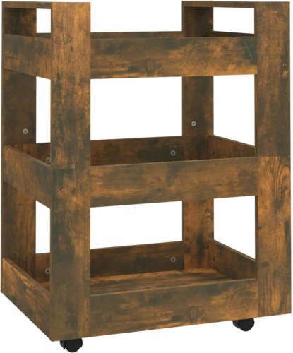 VidaXL Keukentrolley 60x45x80 Cm Bewerkt Hout Gerookt Eikenkleurig