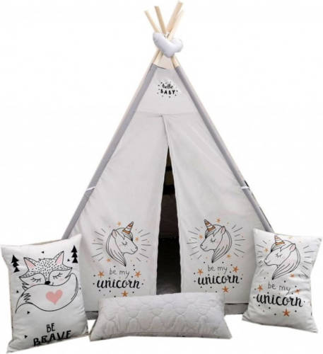 Lovegifts Luxe Handgemaakte Unicorn Eenhoorn Speeltent 110 X 110 X 160 Cm Inclusief 3 Kussens En Grond Kleed