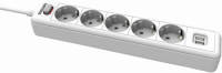 Philips 5-voudige Stekkerdoos - Spn3052wb/19 - 230v - Wit - Met Usb - Hoofdschakelaar