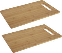 Excellent Houseware 2x Stuks Snijplank Bamboe Hout Rechthoek Met Handvat 36 Cm - Snijplanken