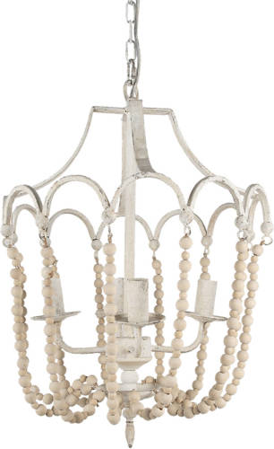 Clayre & Eef Hanglamp 40x40x60 Cm Wit Ijzer Hanglamp Eettafel Hanglampen Eetkamer Wit Hanglamp Eettafel Hanglampen