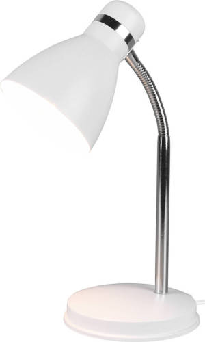 BES LED Led Bureaulamp - Tafelverlichting - Trion Himaya - E27 Fitting - Rond - Mat Wit - Aluminium
