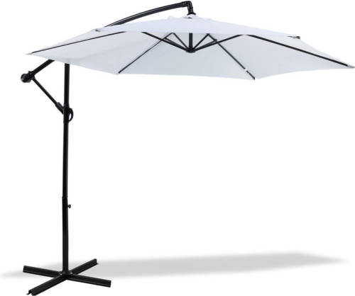 MaxxGarden Deluxe - Duurzame Zweefparasol - Ø300 Cm - Kantelbaar - 3 Meter Doorsnede - Wit