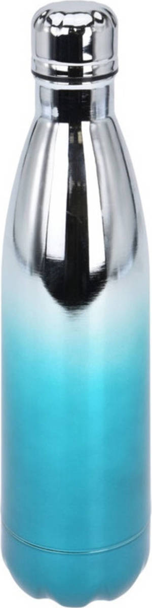 Excellent Houseware Rvs Thermosfles / Isoleerfles Voor Onderweg 500 Ml Metallic Turquoise - Thermosflessen