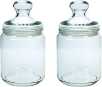 Luminarc Set Van 2x Stuks Voorraadpotten/bewaarpotten 750 Ml Glas Met Glazen Deksel - Voorraadpot