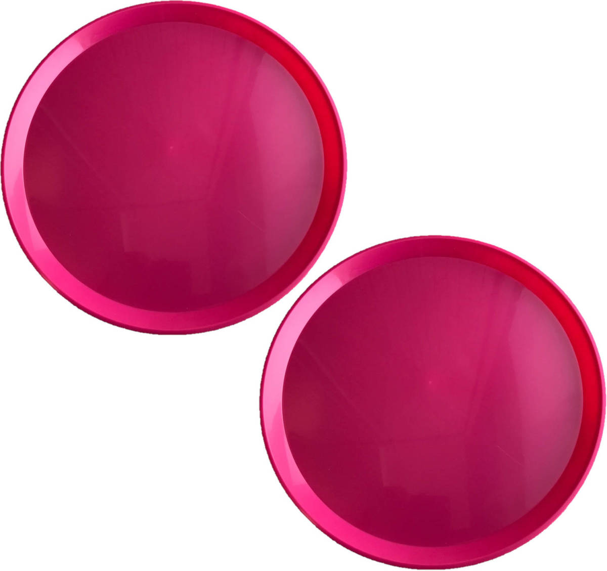 Hega Hogar 2x Stuks Roze Rond Dienbladen/serveerbladen Van Kunststof 34 Cm - Dienbladen