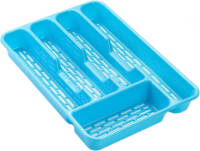 Forte Plastics Bestekbak/bestekhouders 5-vaks Blauw L24 X B24 X H4 Cm - Bestekbakken