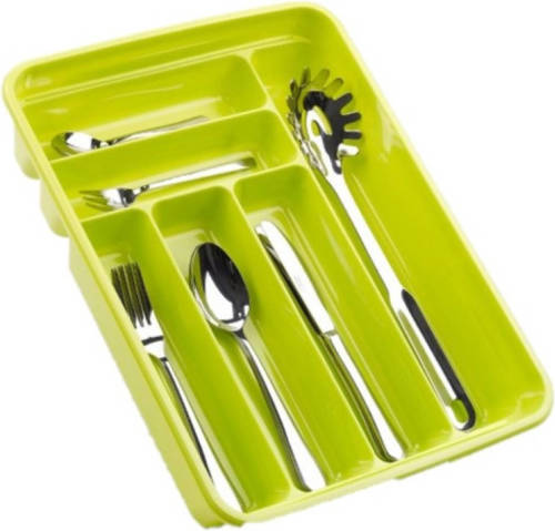 Forte Plastics Bestekbak/bestekhouders 6-vaks Lime Groen L40 X B30 X H7 Cm - Bestekbakken