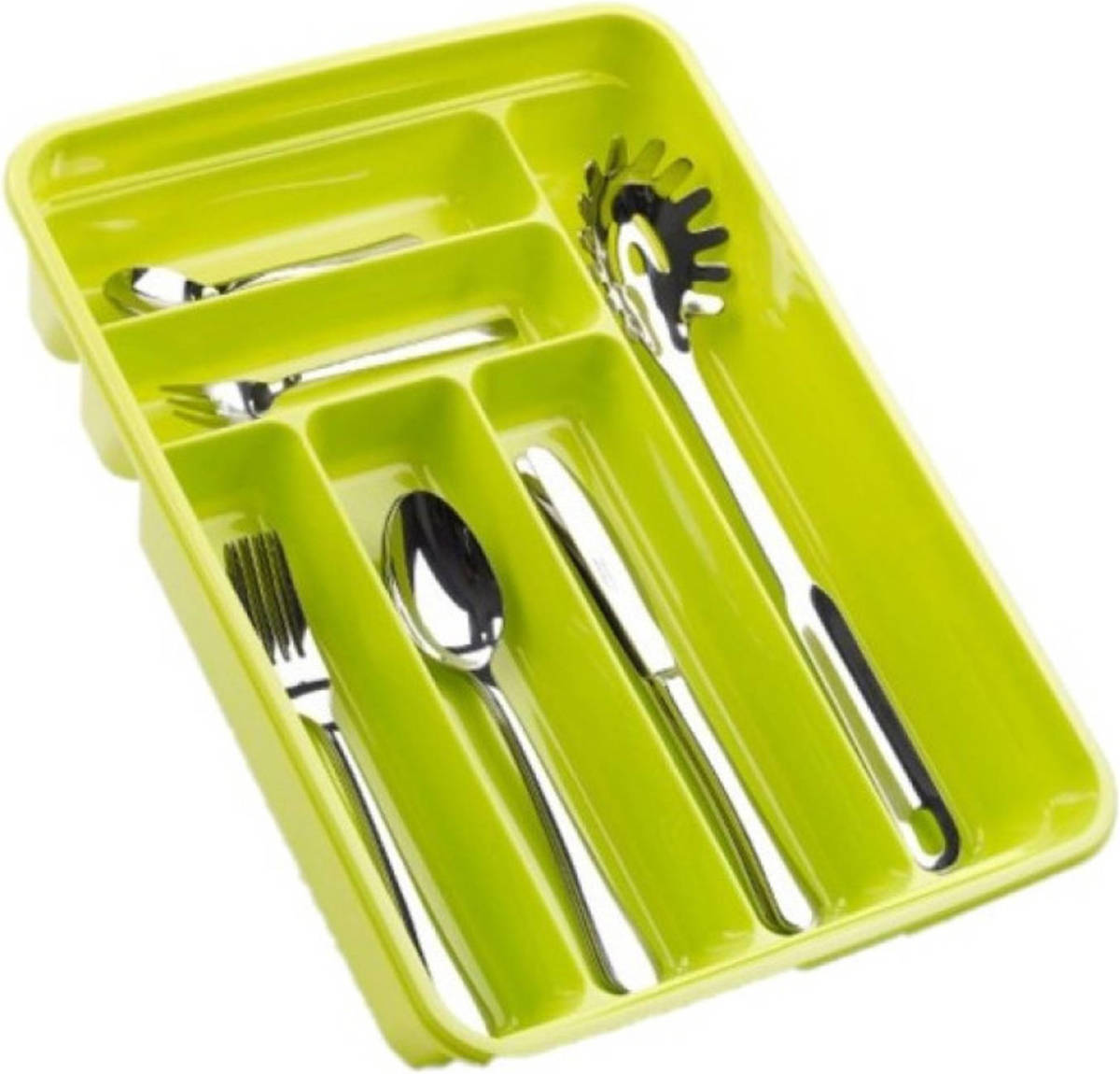Forte Plastics Bestekbak/bestekhouders 6-vaks Lime Groen L40 X B30 X H7 Cm - Bestekbakken