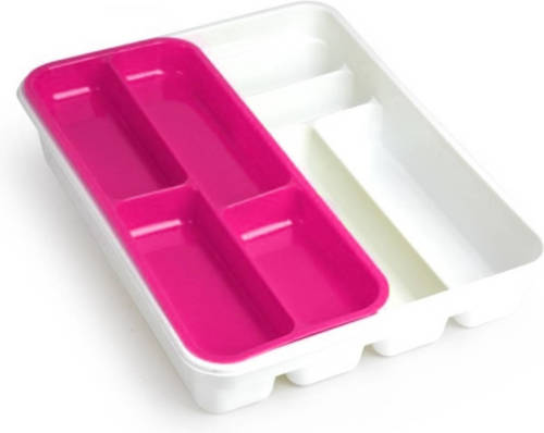 Forte Plastics Witte Bestekbak Inzetbak Met Roze Oplegbakje Kunststof L40 X B30 Cm - Bestekbakken
