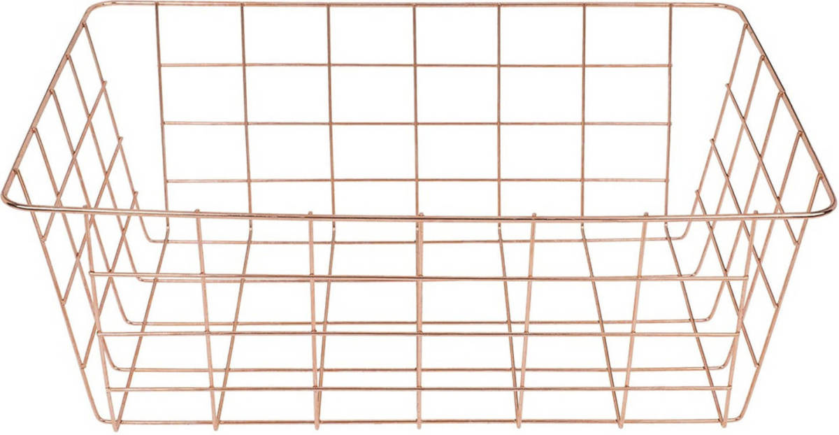 Out of the Blue Metalen Opslag Kledingkast/keuken Mandjes Rose Goud 38 X 28 X 14 Cm - Opbergmanden