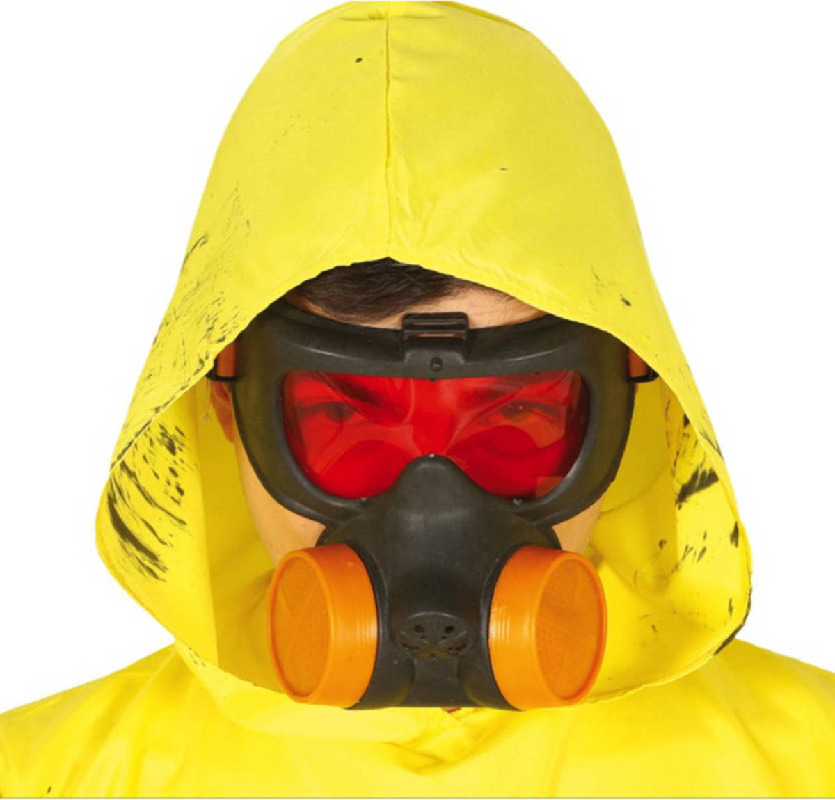 Fiestas Guirca Halloween Horror Verkleed Gasmasker Voor Volwassenen Zwart/oranje - Verkleedmaskers