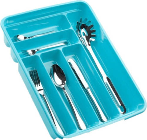 Forte Plastics Bestekbak/bestekhouders 6-vaks Blauw L40 X B30 X H7 Cm - Bestekbakken