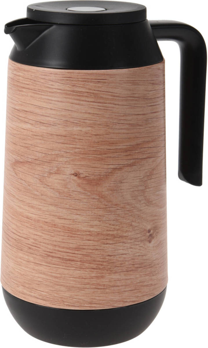 Excellent Houseware 1x Koffie/thee Thermoskan Houtlook 1000 Ml - Thermoskannen