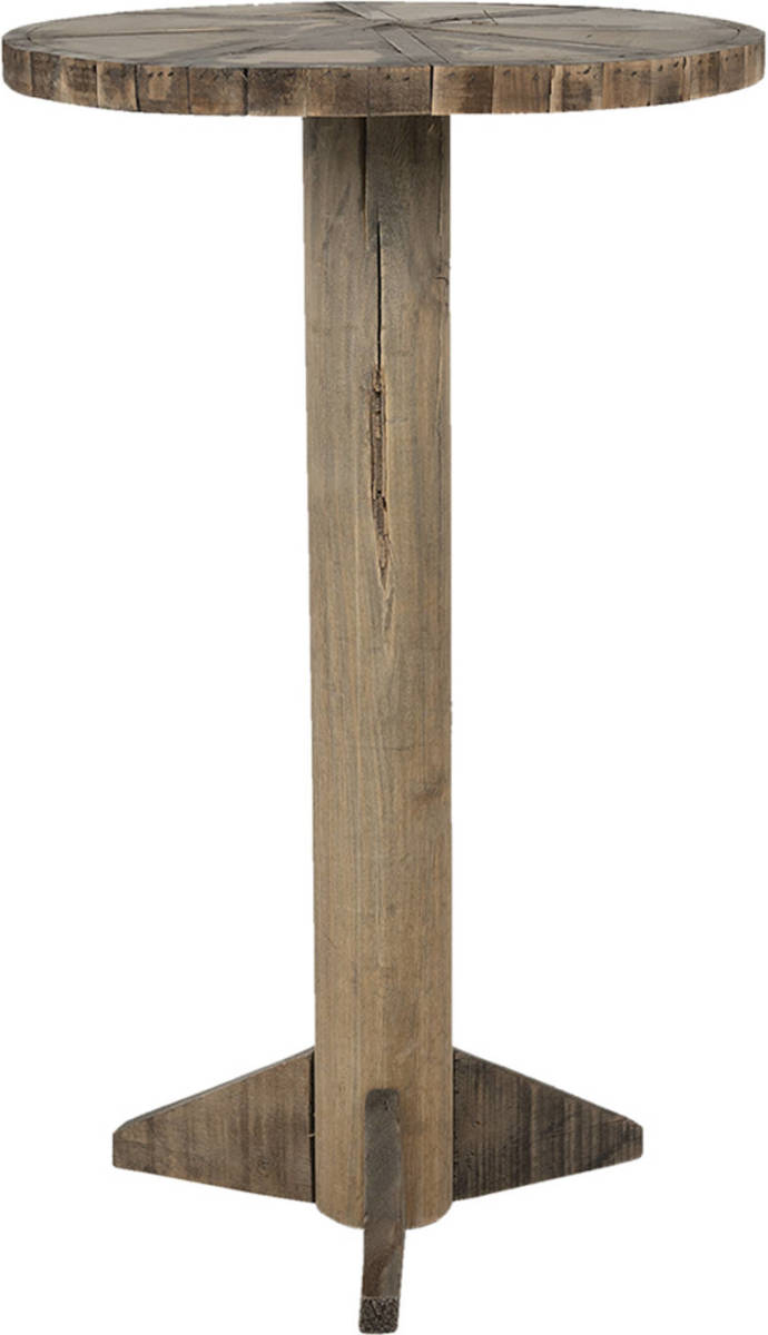 Clayre & Eef Bijzettafel Ø 38x62 Cm Bruin Hout Rond Side Table Tafeltje Bruin Side Table Tafeltje