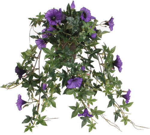 Mica Decorations Groene Petunia Paarse Bloemen Kunstplanten 50 Cm - Kunstplanten