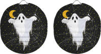 Folat 4x Stuks Ronde Lampion 22 Cm Spook Zwart - Feestlampionnen