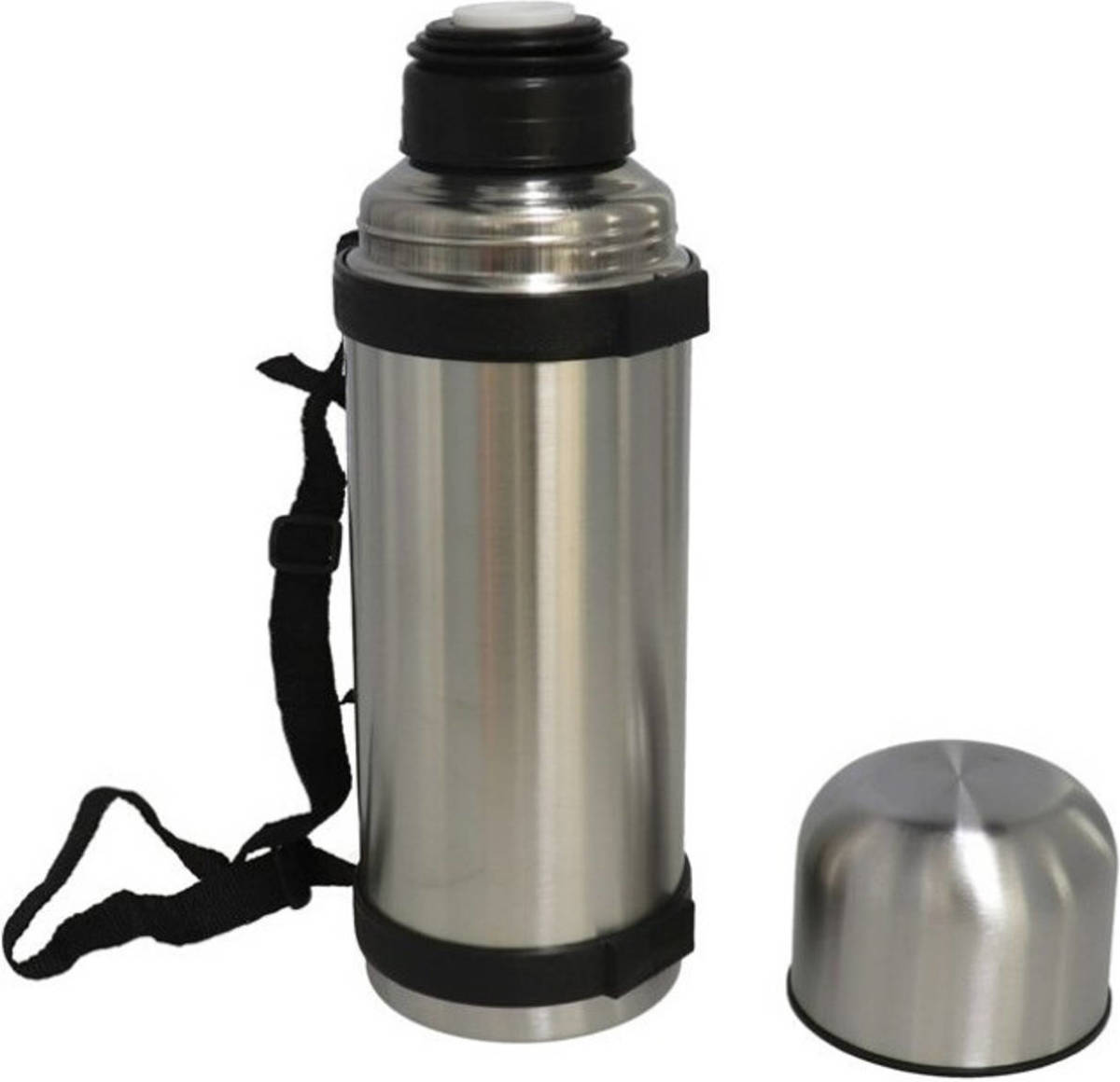 Shoppartners Set Van 2x Stuks Rvs Thermoskan/isoleerfles Met Draagband 650 Ml - Thermosflessen