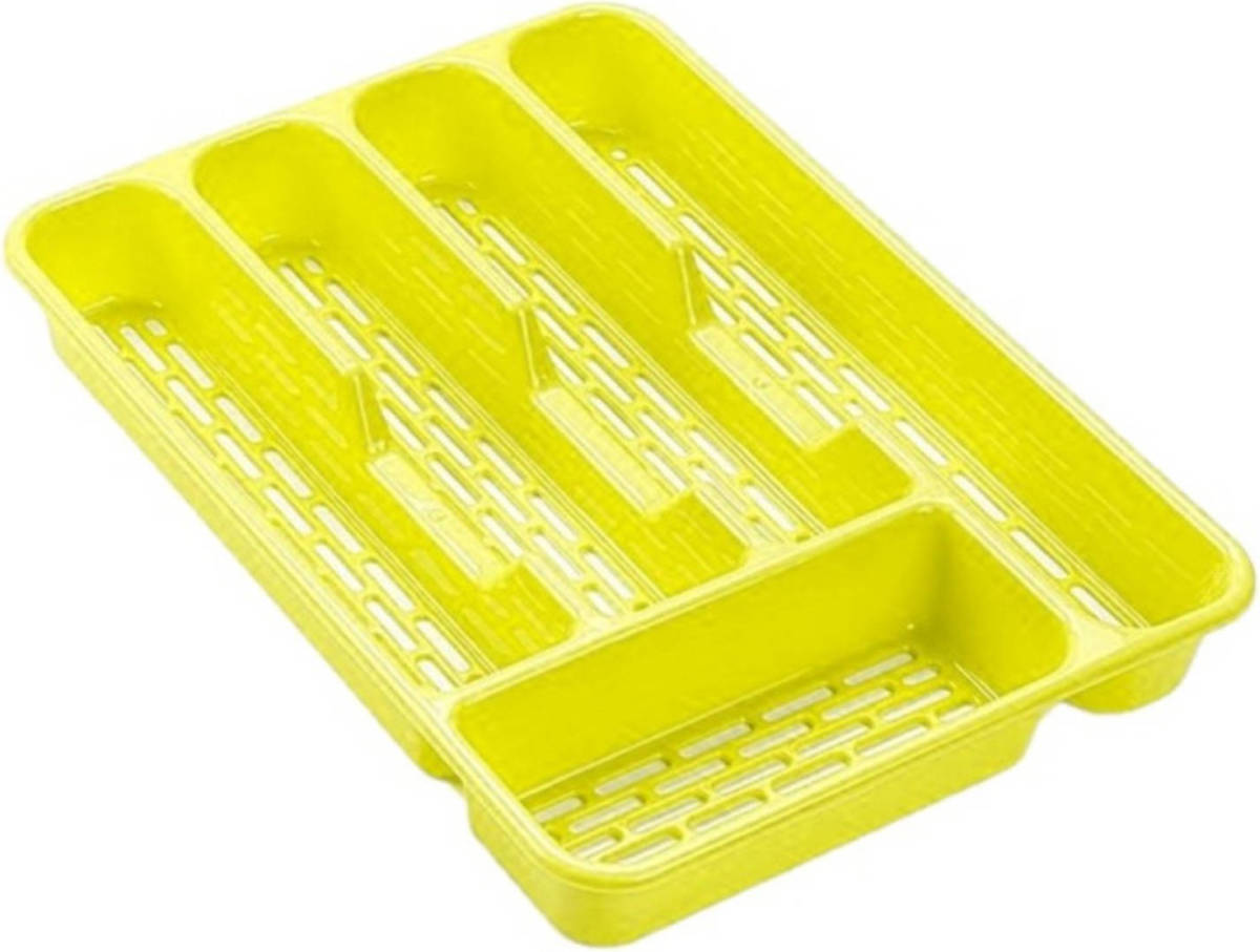 Forte Plastics Bestekbak/bestekhouders 5-vaks Lime Groen L33 X B24 X H4 Cm - Bestekbakken