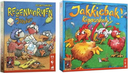 999 Games Spellenbundel - 2 Stuks - Regenwormen Junior & Jakkiebak! Kippenkak!